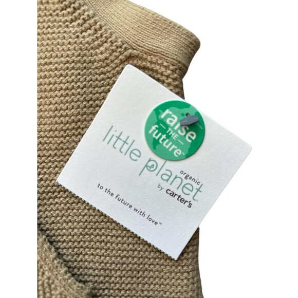 Little Planet By Carters Romper Overalls Baby 9m Beige Knit Organic Unisex - Picture 3 of 5